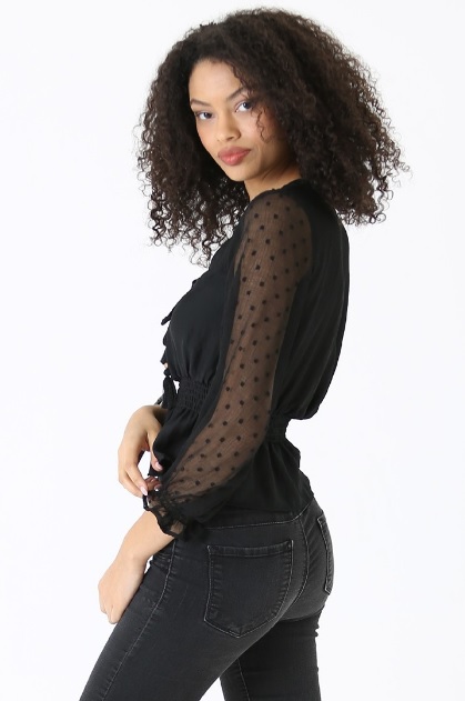 Black Sheer Sleeve Top – Heidi Boo Boutique